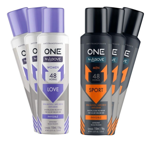 Desodorantes One Sport Men & One Love Women Kit Misto 6und