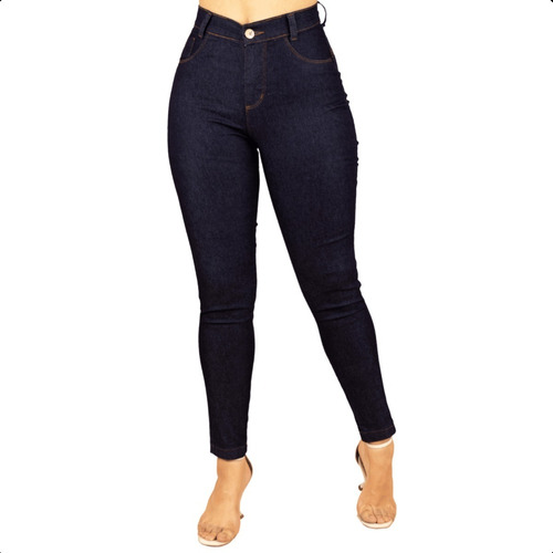 Calça Jeans Preta Feminina Super Lycra  Skinny Cintura Alta