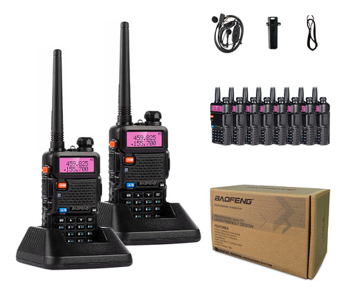 Kit 10 Radio Comunicador Walk Talk Baofeng Dual Band Uv-5r