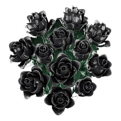 Ramo 12 Rosas Negras Bloques De Construcción Juguetes