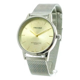 Reloj Tressa Anto Dama Clasico Metal Fondo Dorado Color De La Malla Plata Color Del Bisel Plata