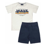 Conjunto Infantil Camiseta Perfect Wave E Bermuda Moletom 