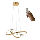 Lustre Sala Led Luxo Moderno 45w Dourado C/ Controle 50cm