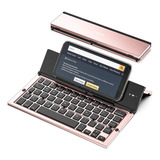 Teclado Plegable Inalambrico + Soporte De Tablet | Oro Rosa