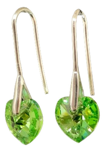 Aros De Plata 925 Cristal Swarovski Peridoto