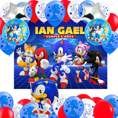Kit Decoración Fiesta Sonic Globos Sonic+ Lona Personalizada | Envío gratis