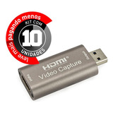 Placa De Captura De Vídeo Hdmi Usb 4k 60fps - Kit Com 10