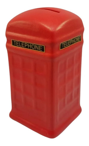 Cofrinho Moedas Cabine Telefônica Cerâmica Vermelho Londres