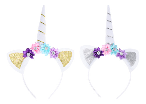 Diademas Con Flores Y Unicornios Para Fiesta, 2 Unidades