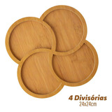 Gamela Trevo 24cm Tipo Bamboo 4 Divisórias Petiscos Cor Marrom