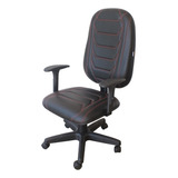 Cadeira Gamer Spider Efx Braço Regulável Modelo Presidente Cor Costura Laranja / Couro Preto