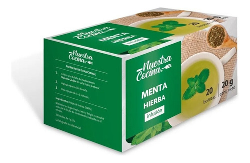 Hierba Nuestra Cocina Menta 20 Bolsitas