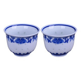 Tazas De Té Japonesas De Porcelana Azul Y Blanca Vintage, 2