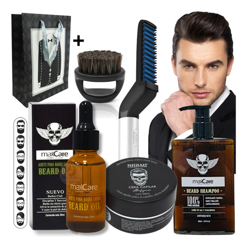 Set Shampoo + Aceite + Peine + Cera Barba Barbería Pack