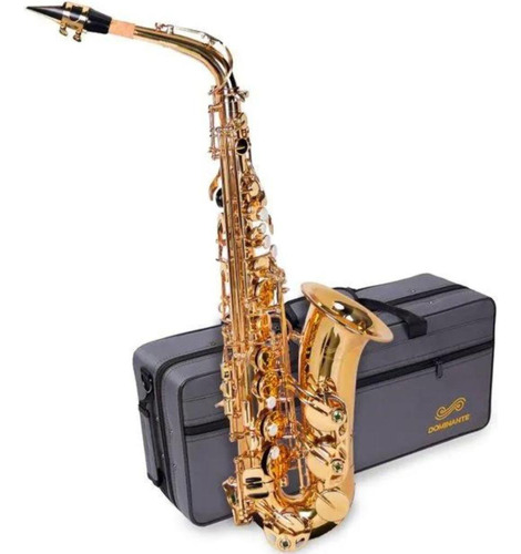 Saxofone Alto Dominante Eb Mi Bemol Dourado Com Semicase
