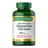 Glicinato De Magnesio 240mg 180 Caps Nature Bounty Magnesium Sabor Neutro