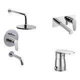 Set Griferia Baño Piazza Oggi Lav Pared Bidet Ducha Cromada