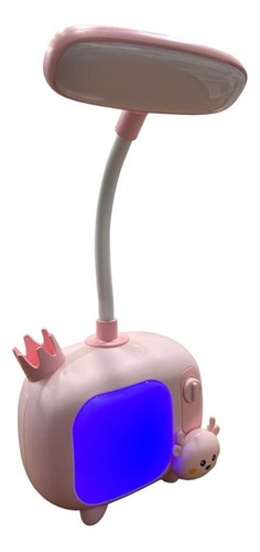 Velador Lampara Led Infantil Recargable Usb Mini Tv +luz Rgb Color De La Estructura Rosa