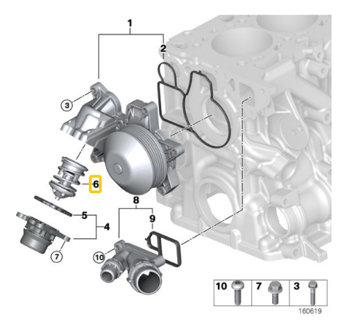 Termostato Refrigerante Para Bmw Serie 1 E81 120d N47 Foto 3