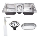 Cuba Para Cozinha Inox Gourmet Dekor Tripla Com Escorredor