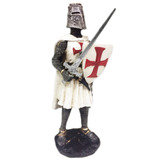 Cavaleiro Templário Guerreiro Medieval Branco Espada Escudo