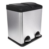 Lixeira Dupla Inox 30l Seletiva 2 Compartimentos Com Pedal 