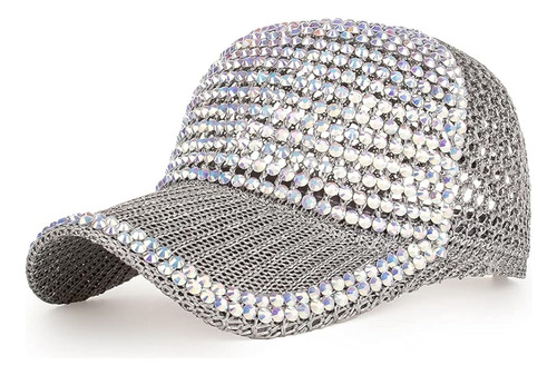 Gorra Beisbol Malla Ajustable Con Cristales Diamantes Y Tach