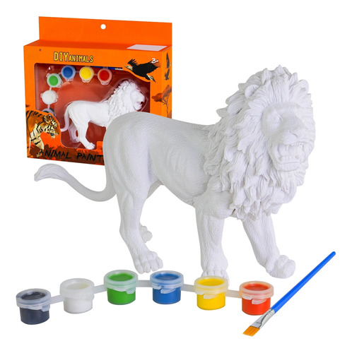 Boneco Para Colorir Leão De Brinquedo Para Crianças C/ Tinta