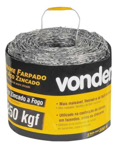 500m Arame Farpado Vonder + Brinde 1kg Grampo - Para Cercas