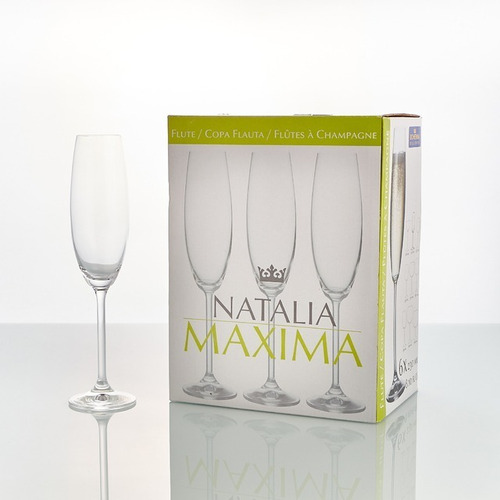 Copas Cristal Bohemia Natalia Máxima Champagne 230 Ml - 6uni