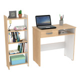 Mueble Escritorio + Biblioteca Maderkit Color Wengue P00179