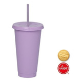 10 Vasos Reusables Con Popote Para Cafe Frio 24 Oz Color Morado Pastel