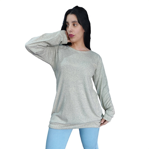 Sweater Remeron De Mujer Tipo Buzo De Lanilla Con Puño Mc