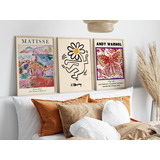 Cuadros  Decorativos Matisse, Andy  Warhol, Haring Set X3