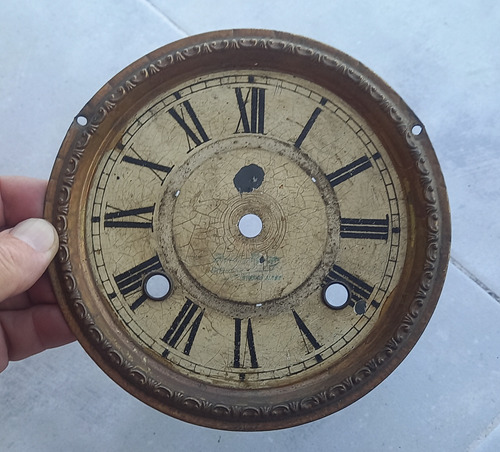 Antiguo Cuadrante De Reloj Ansonia De 16,3cm Diam. - U.s.a.