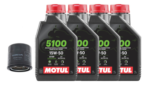 Kit Service Filtro Aceite Original Honda + Aceite Motul 5100 Honda Nc 700 Cbr 600 900 1000 Africa Twin 750 Moto Sur