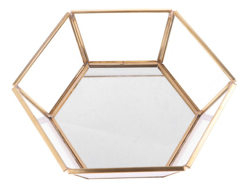 Hexagonal Transparente Vidrio Caja Accesorios De Joya