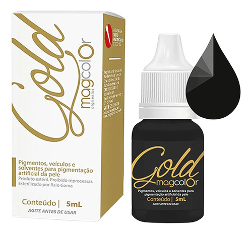 Pigmento Mag Color Gold 5ml Micropigmentação Preto