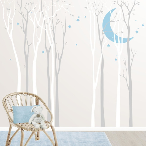 Vinil Decorativo Arboles Con Luna 2.60x3 Mts