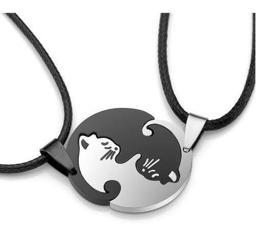 Collares Pareja Gatos Yin Yang 2 Piezas De Gatitos Yinyan