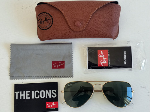 Anteojos De Sol Ray-ban Aviator Gafas Lentes Con Estuche