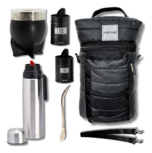 Set Matero Bolso Mate Imperial Cuero Calabaza Termo Manija