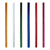 Barras De Silicona Glitter Colores 7mm 19cm 6un