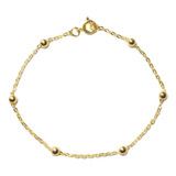 Pulsera Bolitas 4mm Enchapada Oro 18k