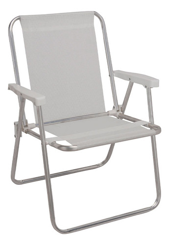 Silla Alta Reposera Aluminio Sannet Color Playa Camping Color Blanco