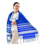 Tallit De Oración Halleluyah 182 X 55 Cm Azul Real Y Blanco