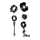 Set 5 Pz Aretes Falsos Hombre Clip Sin Perforación Vnox