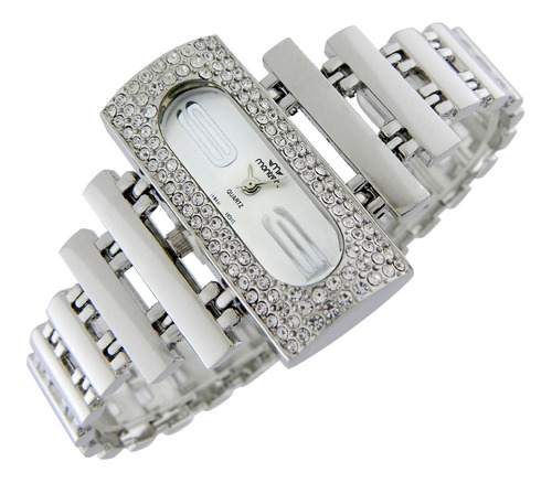 Reloj Montreal Mujer Ml731 Metálico Apliques De Strass