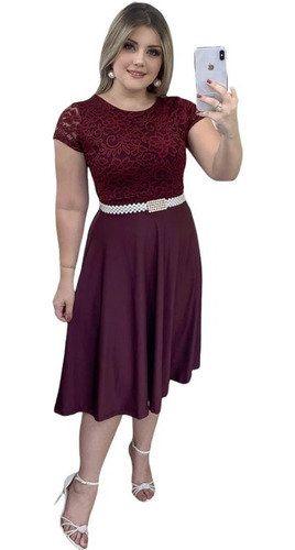 Vestido Casamento Plus Size Midi Festa Moda Evangelica 