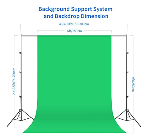 Neewer 2.6m X 3m / 8.5ft X 10ft Sistema De Soporte De Fondo 